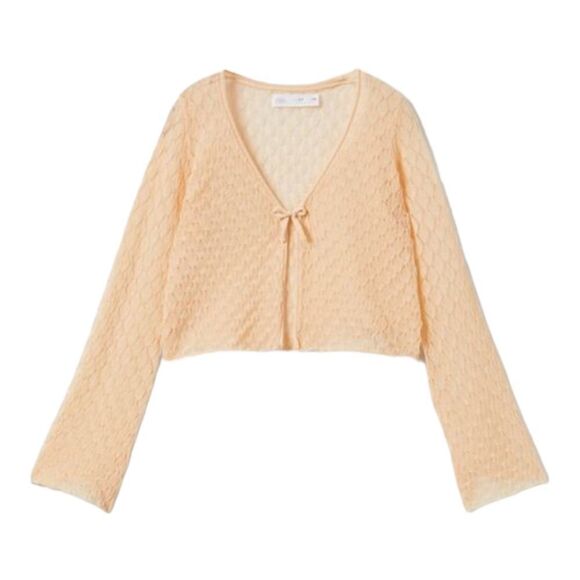 ZARA Kids | Tangerine | POINTELLE KNIT CARDIGAN - Picture 2 of 4